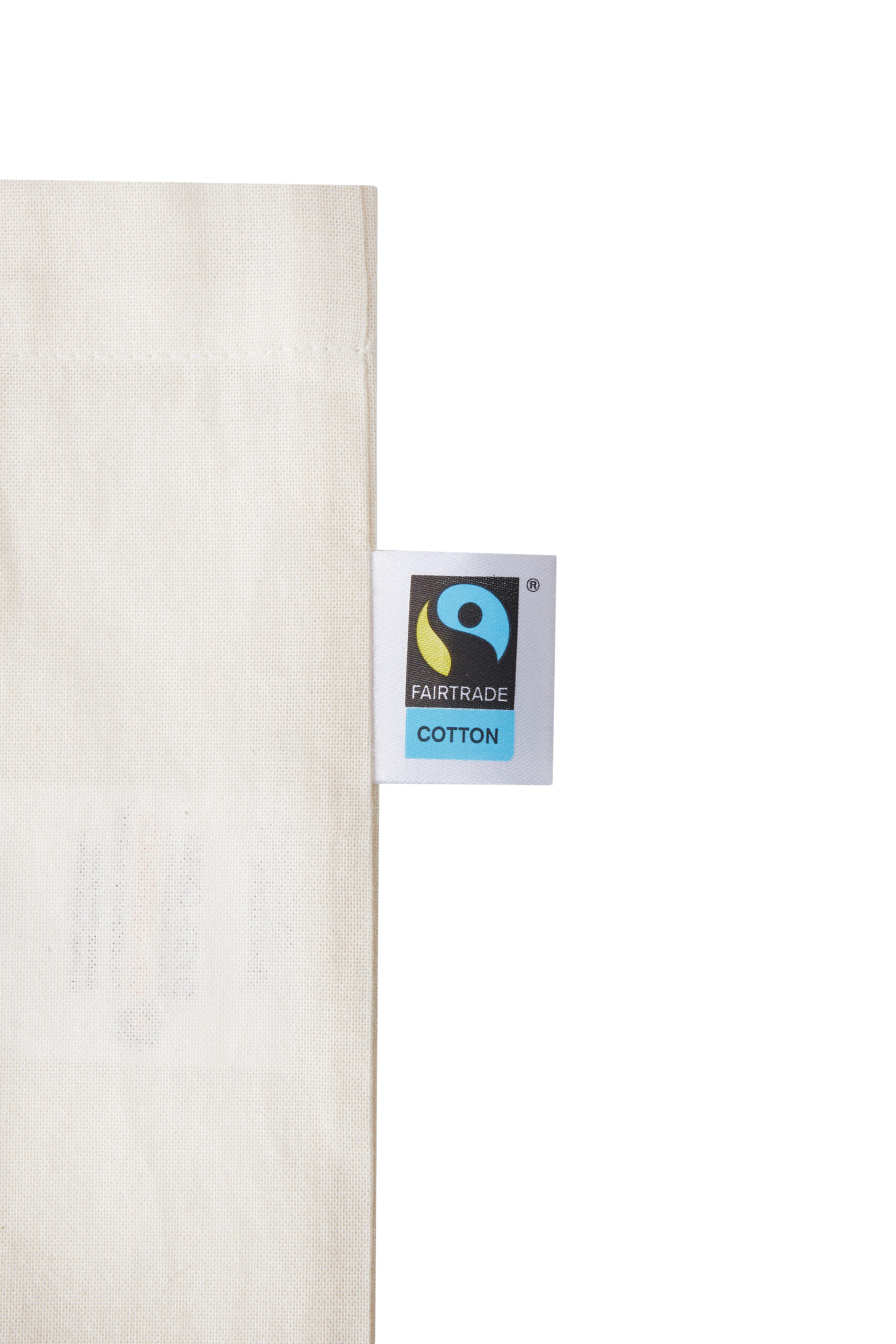 Bio Baumwolltasche kurze Henkel Fairtrade in Natur – 145 g/m² Bio-Baumwolle, 38x42 cm, kurze Henkel 35 cm, Fairtrade- & OEKO-TEX-zertifiziert, Aussenlabel Fairtrade-Logo, bedrucken
