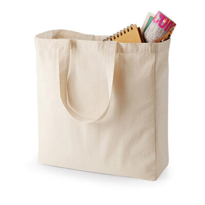 Canvastasche Classic Shopper Quadra QD23 in Natur – 407 g/m² Baumwoll-Canvas, 38x43x13 cm, 19 Liter, lange Henkel 58 cm, Bodenfalte, bedrucken