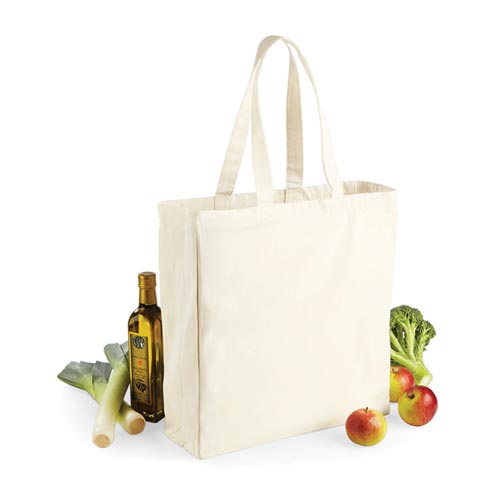 Canvas Classic Shopper W108 Westford Mill in Natur – 270 g/m² Baumwoll-Canvas, 39x42x13 cm, 26 Liter, Boden- und Seitenfalte, bedruckbar
