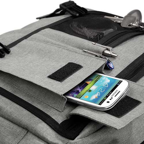 Two Tone Digital Messenger Bag von BagBase BG218 aus dem hellgrauen melierten Polyester zum Bedrucken als Werbetasche bei taschenprint Detailansicht