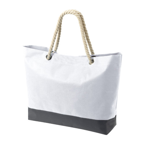 Shoppertasche Einkaufsbag mit Logo oder Werbedruck in der Farbe Weiß mit großen stabilen Kordeln