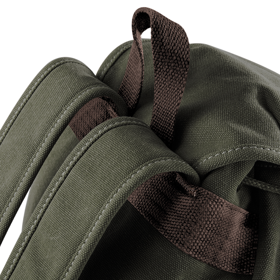 QD612 Vintage Canvas Backpack bedrucken – Detailansicht Halterung in Vintage Military Green