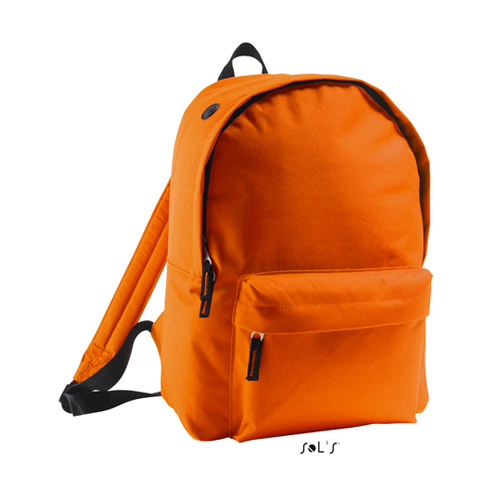 Günstiger Rucksack Backpack Rider bedrucken – Frontansicht in Orange