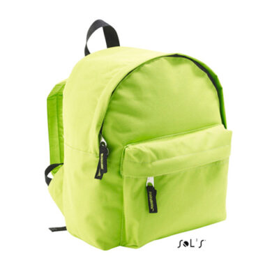 Kids Rucksack Rider bedrucken in Apple Green, Kinderrucksack aus 600D Polyester mit Fronttasche