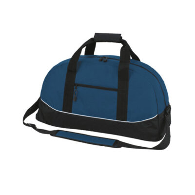 Sport Reisetasche Werbetasche mit Logodruck in der Farbe Navy und Schwarz Reisverschluss Sporttasche Gymbag