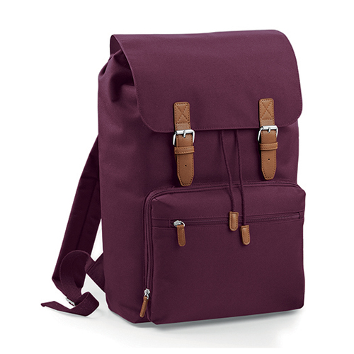 BG613 Vintage Laptop Backpack bedrucken – Frontansicht in Burgundy