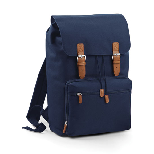 BG613 Vintage Laptop Backpack bedrucken – Frontansicht in French Navy
