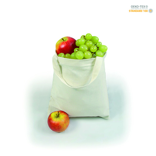 Baumwolltasche Medium OEKO-TEX in Natur – 140 g/m² Baumwolle, 28x32 cm, kurze Henkel, OEKO-TEX Standard 100, bedruckbar