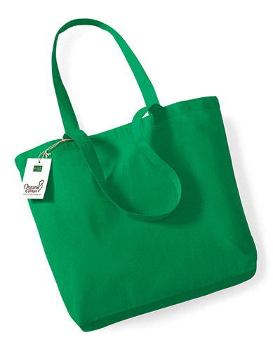 Organic Cotton Shopper W180 Westford Mill in Kelly Green – 170 g/m² Bio-Baumwolle, 32x35x12 cm, Siebdruck & DTF Made in Germany, bedrucken