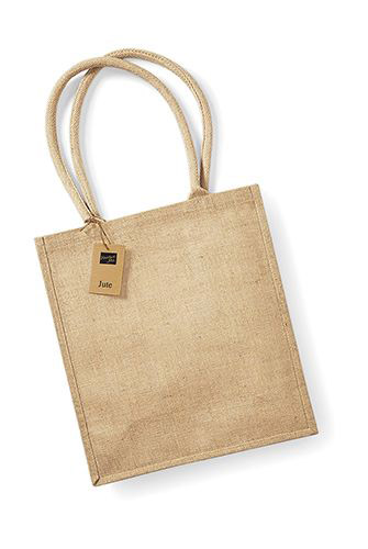 Jutetasche Boutique Shopper W409 mit Tag aus Kraftpapier