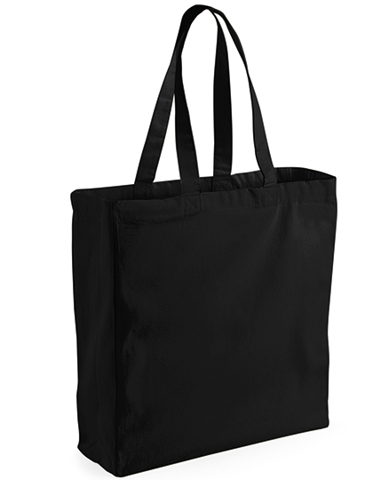 Canvas Classic Shopper W108 Westford Mill in Schwarz– 270 g/m² Baumwoll-Canvas, 39x42x13 cm, 26 Liter, Boden- und Seitenfalte, bedruckbar