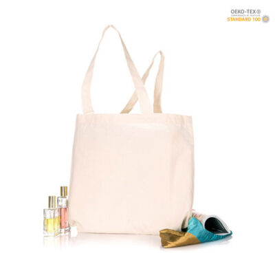 Canvastasche Shopper quadratisch Bodenfalte in Natur – 280 g/m² OEKO-TEX Baumwoll-Canvas, 42x42x10 cm, kurze Henkel 58 cm, bedrucken