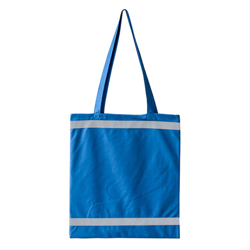 Warnsac Shopping Bag Einkaufstasche in Blau mit Reflektionsstreifen in auffälligen Taschenfarben, mit langen Henkeln und gut sichtbaren Reflektionsstreifen