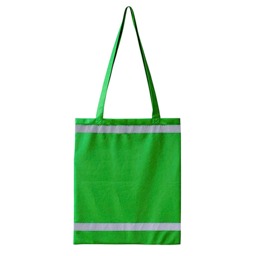 Warnsac Shopping Bag Einkaufstasche in Grün mit Reflektionsstreifen in auffälligen Taschenfarben, mit langen Henkeln und gut sichtbaren Reflektionsstreifen