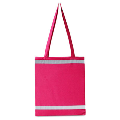 Warnsac Shopping Bag Einkaufstasche in pink mit Reflektionsstreifen in auffälligen Taschenfarben, mit langen Henkeln und gut sichtbaren Reflektionsstreifen