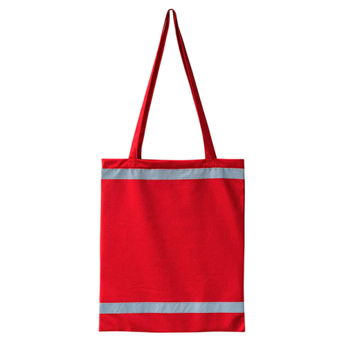 Warnsac Shopping Bag Einkaufstasche in Rot mit Reflektionsstreifen in auffälligen Taschenfarben, mit langen Henkeln und gut sichtbaren Reflektionsstreifen