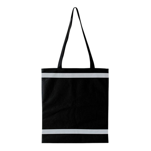 Warnsac Shopping Bag Einkaufstasche in Schwarz mit Reflektionsstreifen in auffälligen Taschenfarben, mit langen Henkeln und gut sichtbaren Reflektionsstreifen