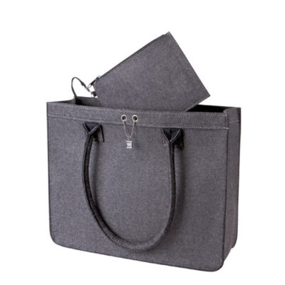 City Shopper Modernclassic Filztasche mit Innentasche in Anthracite mit Kunstleder-Henkeln