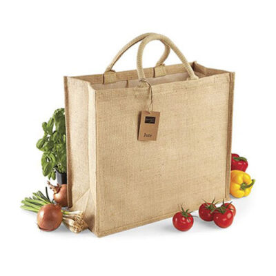 Jute Jumbo Shopper W408 Werbetasche aus Jute innen laminiert natur zum Bedrucken bei taschenprint.de