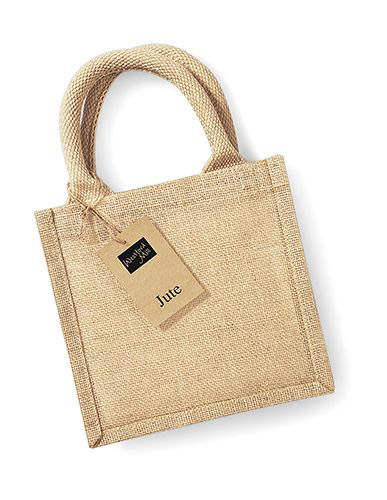 Jutetasche Geschenktasche Petite Gift Bag mit runden gesteppten Baumwollgriffen mit Logo bedrucken als Firmenwerbung