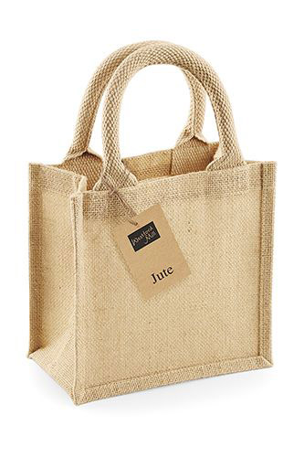 Jutetasche Geschenktasche Petite Gift Bag mit runden gesteppten Baumwollgriffen mit Logo bedrucken als Firmenwerbung