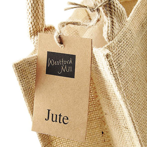 Jutetasche Geschenktasche Petite Gift Bag mit runden gesteppten Baumwollgriffen mit Logo bedrucken als Firmenwerbung Detailansicht