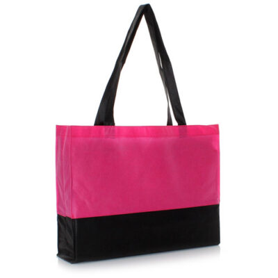 Vliestasche Olza DUO Shopper mit Werbedruck Black - Fuchsie bei taschenprint.de