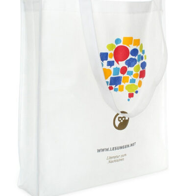 PP-Vliestasche My Shopper in Weiß – 80 g/m² PP-Vlies, 38x42x10 cm, Boden- und Seitenfalte, lange Henkel 57 cm, bedrucken