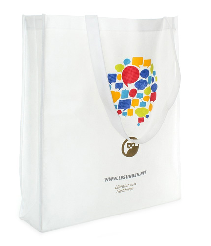 PP-Vliestasche My Shopper in Weiß – 80 g/m² PP-Vlies, 38x42x10 cm, Boden- und Seitenfalte, lange Henkel 57 cm, bedrucken