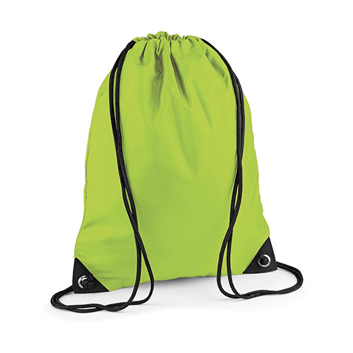 Premium Polyesterturnbeutel Gymsac BG10 von BagBase lime green