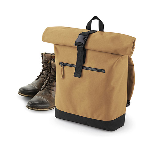 Roll-Top Backpack BG855 bedrucken in Caramel, BagBase Rucksack aus 600D Polyester