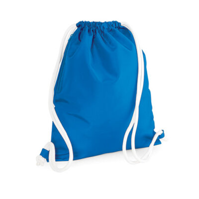 BG110 Icon Gymsack Turnbeutel bedrucken – Frontansicht in Black-Surf Blue