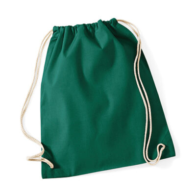 Turnbeutel Baumwolle mit Druck - Westford Mill Cotton Gymsack in Bottle Green bei taschenprint