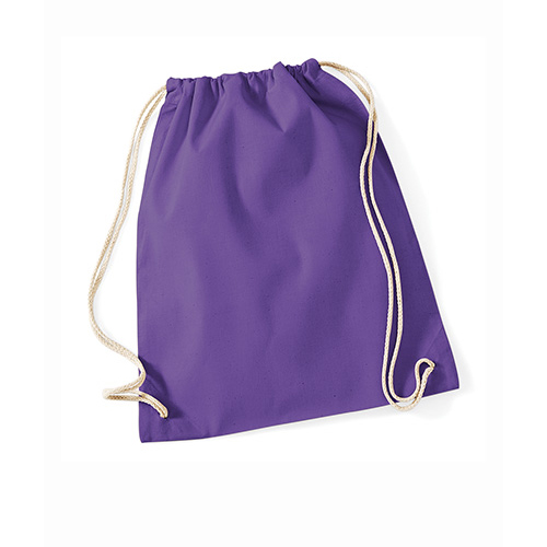 Sportbeutel Violett Baumwolle mit Natur Henkeln