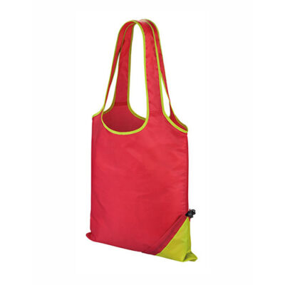 Compact Shopper Einkaufstasche eine faltbare Nylontasche aus leichtem Polyester Werbetasche leicht verstaubar in einem kleinen Beutel, passend für jede Handtasche in rot