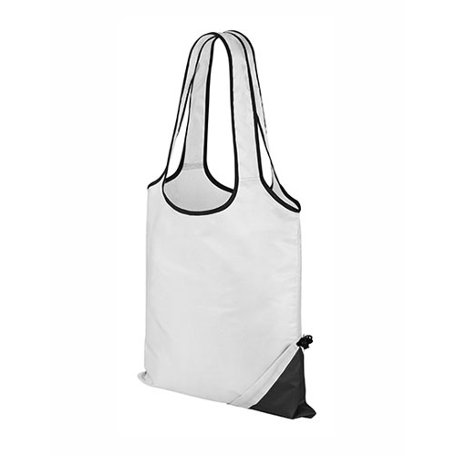 Compact Shopper Einkaufstasche eine faltbare Nylontasche aus leichtem Polyester Werbetasche leicht verstaubar in einem kleinen Beutel, passend für jede Handtasche in Weiß und Schwarz