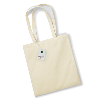 Organic Bag for Life W801 Westford Mill in Natur – 340 g/m² Bio-Baumwoll-Canvas, 38x42 cm, lange Henkel 67 cm, 19 Farben, bedrucken