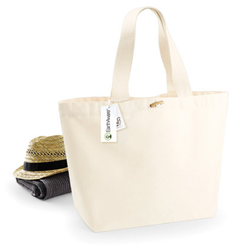EarthAware Organic Marina Bag XL W855 Westford Mill in Natur – 340 g/m² Bio-Baumwoll-Canvas, 40x39x19 cm, Boden- und Seitenfalte, Henkel 60 cm, Lifestyle Bild, bedruckbar