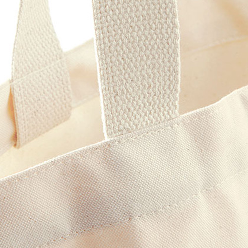 EarthAware Organic Marina Bag XL W855 Westford Mill – Detailansicht Henkelverbindung mit Kreuznähten, 340 g/m² Bio-Baumwoll-Canvas, Premium-Verarbeitung
