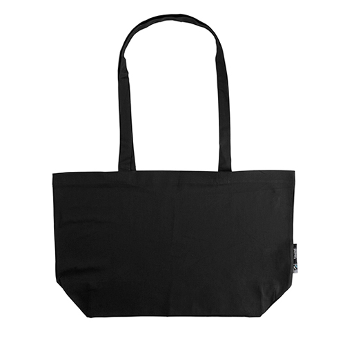 Shopping Bag Nardi Twill with Gusset NE90015 in Schwarz – 120 g/m² Bio-Baumwoll-Twill, 51x32x14 cm, Fairtrade & EU Ecolabel, 6 Farben, bedruckbar