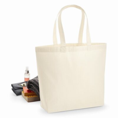 Premium Cotton Maxi Baumwolltasche W225 Westford Mill in Natur – 200 g/m² Baumwolle, 35x39x13,5 cm, lange Henkel 58 cm, Boden- und Seitenfalte, bedrucken