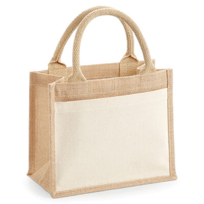 Cotton Pocket Jute Gift Bag W425 Jutetasche von Westford Mill mit Werbung
