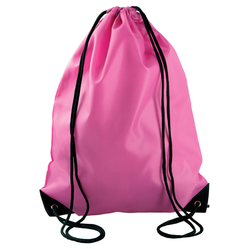 Turnbeutel Lens günstig bedruckt in Fluorescent Fuchsia – 210D Polyester, 34x44 cm, verstärkte Ecken, schwarze Kordeln, jetzt bedrucken