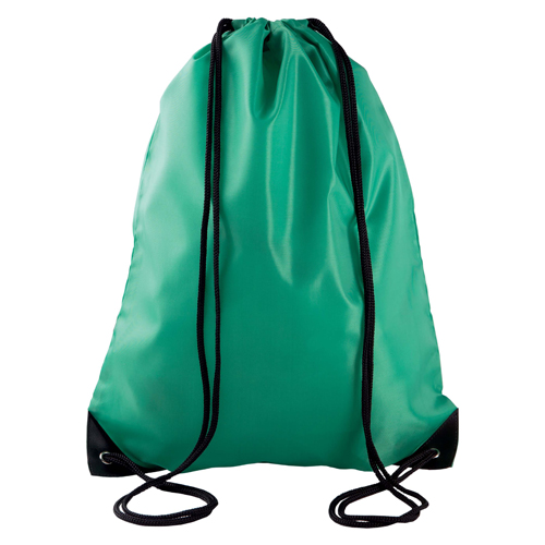 Turnbeutel Lens günstig bedruckt in Kelly Green – 210D Polyester, 34x44 cm, verstärkte Ecken, schwarze Kordeln, jetzt bedrucken