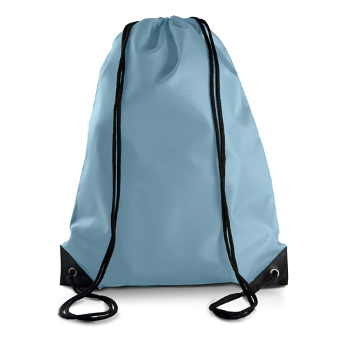 Turnbeutel Lens günstig bedruckt in Sky Blue – 210D Polyester, 34x44 cm, verstärkte Ecken, schwarze Kordeln, jetzt bedrucken