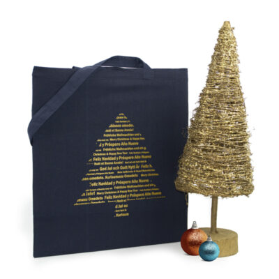 Weihnachtstaschen Mix Geschenktaschen aus Baumwolle in vielen bunten Farben mit Weihnachtsmotiven Stern, Rentier oder Baum bedruckt