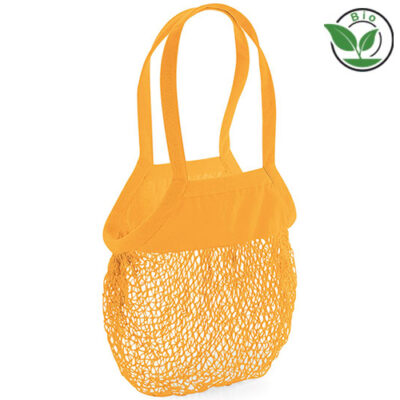 Cotton Mesh Grocery Bag W150 Westford Mill in Amber – Bio-Baumwoll-Netz, 38x41 cm, lange Henkel 61 cm, Control Union zertifiziert, bedrucken