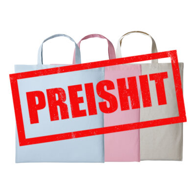 Baumwolltasche Basic Preishit mit kurzen Henkeln – 140 g/m² OEKO-TEX Baumwolle, 38x42 cm, 13 Farben, kurze Henkel, bedrucken