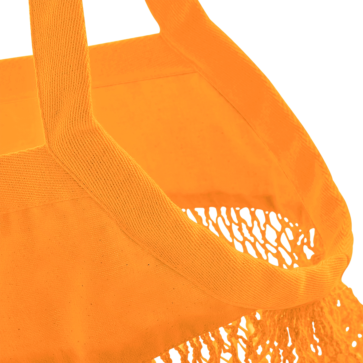 Einkaufsnetz-Baumwolltasche Orange mit kurzen Griffen 