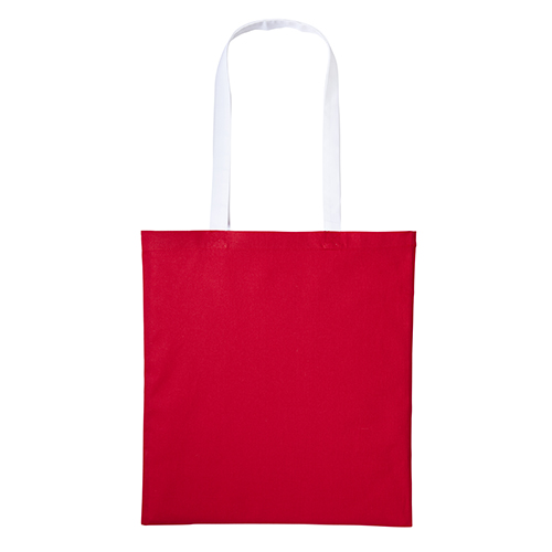 Baumwolltasche farbige lange Henkel in Rot-Weiß – 140 g/m² OEKO-TEX Baumwolle, 38x42 cm, lange Henkel 67 cm, 14 Farbkombinationen, bedruckbar